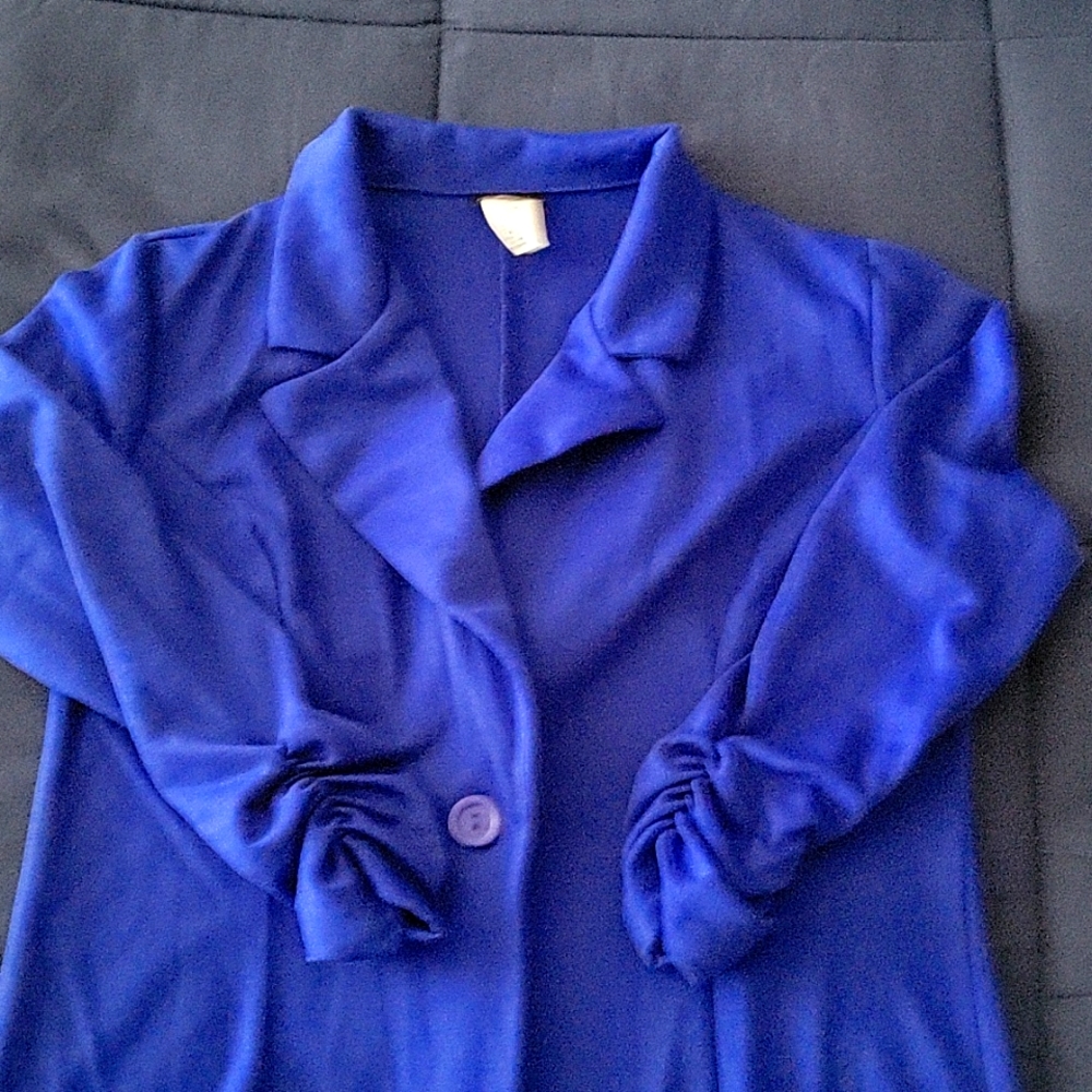 light blazer,  bright blue